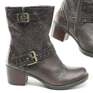 Earth Denali Altitude Leather Bootie Heeled Boot Women‘s 7 Brown